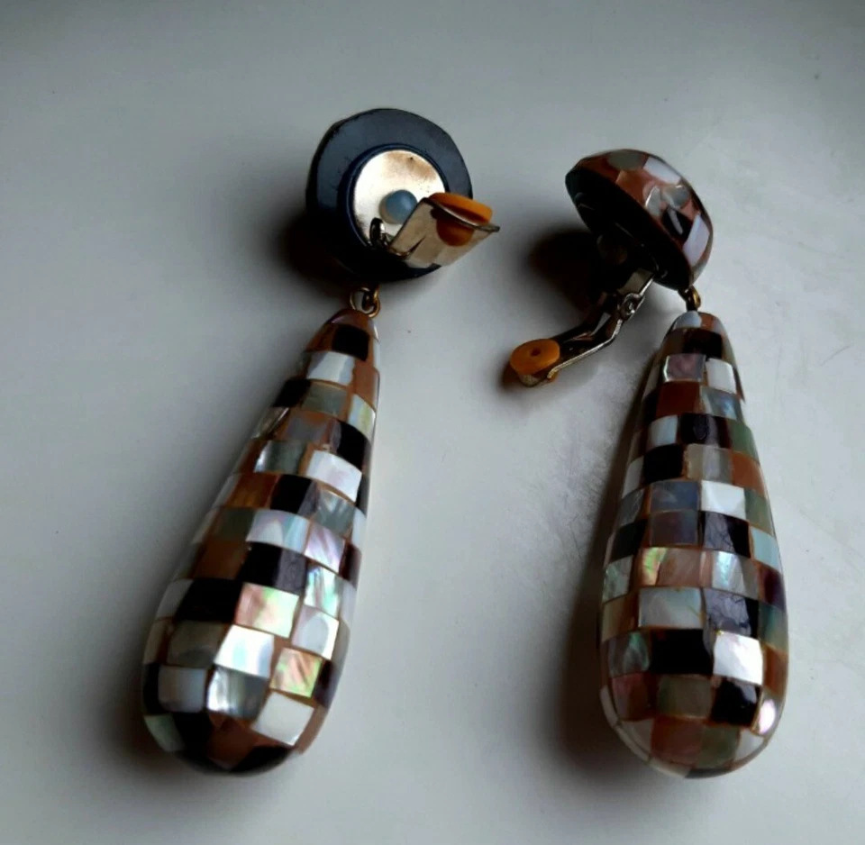 Ohrcliphänger aus Perlmutt Mosaik°. - Bild 2 von 3