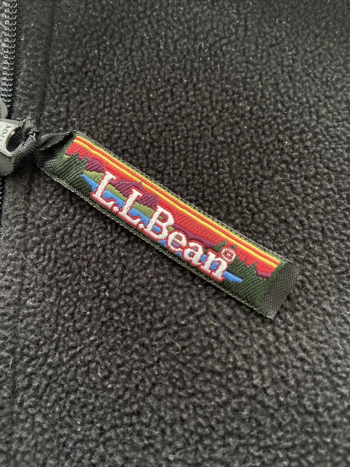 LL Bean Polartec Cuarto Cremallera Polar Pullover Sudadera Para Hombre’s L Negro Logo Pestaña Foto 3 de 4