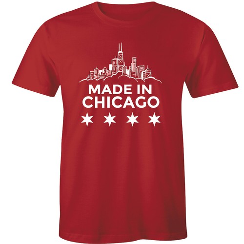 Made In Chicago Skyline Graphic Printed Short Sleeve Crew Neck Tee Men
