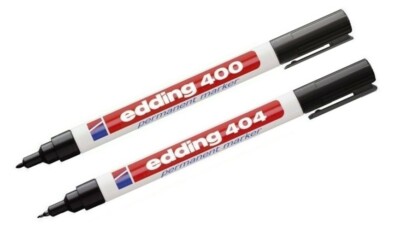 2 x edding Permanent-Marker Marker Set 400 + 404  schwarz , 1 / 0,75mm Spitze