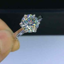 2 CT Round Cut Lab Created Diamond Engagement Ring 14k White Gold Finish