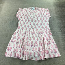 New Oliphant Dress Womens Large Roll Sleeve Dress Pink Tulip Pink White 1120V a3