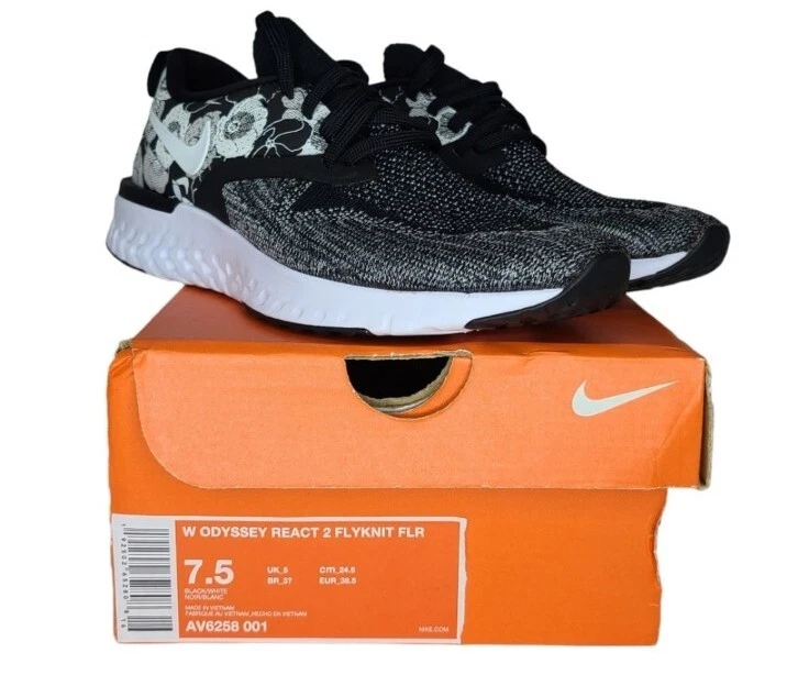 Nike Odyssey React 2 Flyknit FLR Flower Sneakers AV6258 001 NIB 130 Size 7.5