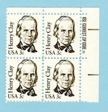 US Sc #1846 MNH 1983 Henry Clay Block of 4 USE ZIP CODE