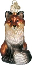 FOX Blown Glass Christmas Ornament by Old World Christmas--Gift Boxed