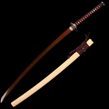 Damascus Steel Red Blade Japanese Samurai Katana Sword Full Tang Razor Sharp