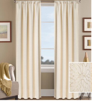 Better Homes And Gardens Golden Blooms Metallic Floral Shimmer Jacquard Panel 84