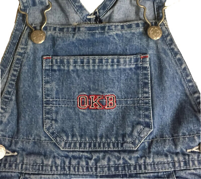 OKB  OSHKOSH Baby Boys Girls 18 Months Blue Denim Overalls Pickup Truck