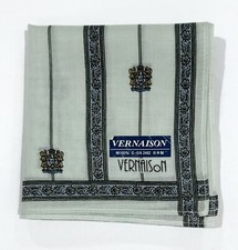 MAN HANDKERCHIEF VINTAGE Green Striped Paisley VernaisonCOTTON POCKET SQUARE 16  