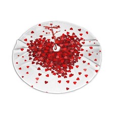 Valentines Composition of The Hearts Christmas Tree Skirt 48" Gorgeous for Xm...