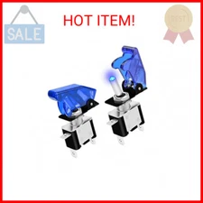 DaierTek 12V Blue LED Lighted Toggle Switch with Safety Cover Guard 3 Pin ON Off