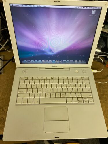 Working Apple iBook G4 14"  '05  A1134  PowerPC 1.42GHz  1.5G RAM No Cord - Afbeelding 1 van 4