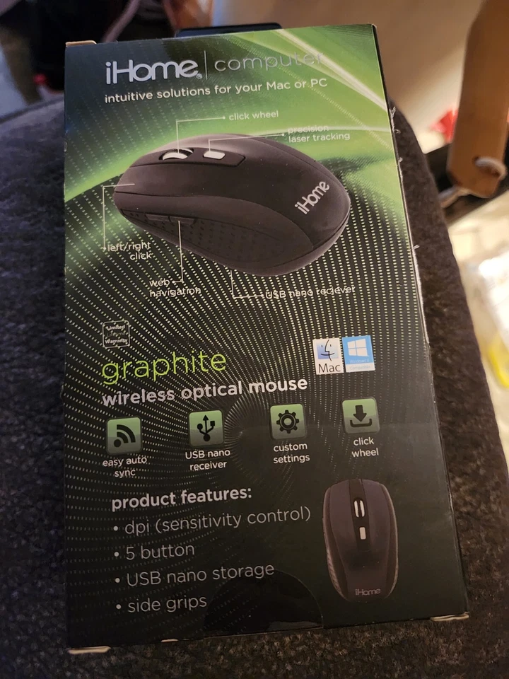 Computer optical mouse - available in classic corded or graphite wireless, black - Image 2 of 2