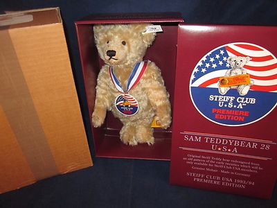 STEIFF 1993/1994 Club Premier SAM Teddy Bear Mohair ~ NEW in BOX