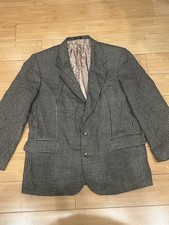 Retro Oscar de la Renta Jacket Brown Houndstooth Check Wool Tweed Blazer 44R
