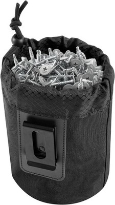 Nail/Screw Work Pouch，Tightening Soft Bag with Drawstring Metal Clip-On Tool ...
