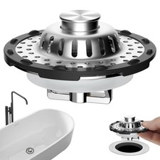 Universal Bathtub Drain Stopper Shower Hair Catcher, Tub Chrome