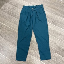 Vintage FOLETTE Nautical Wide Waistband Pants Women s Sz M Teal Green