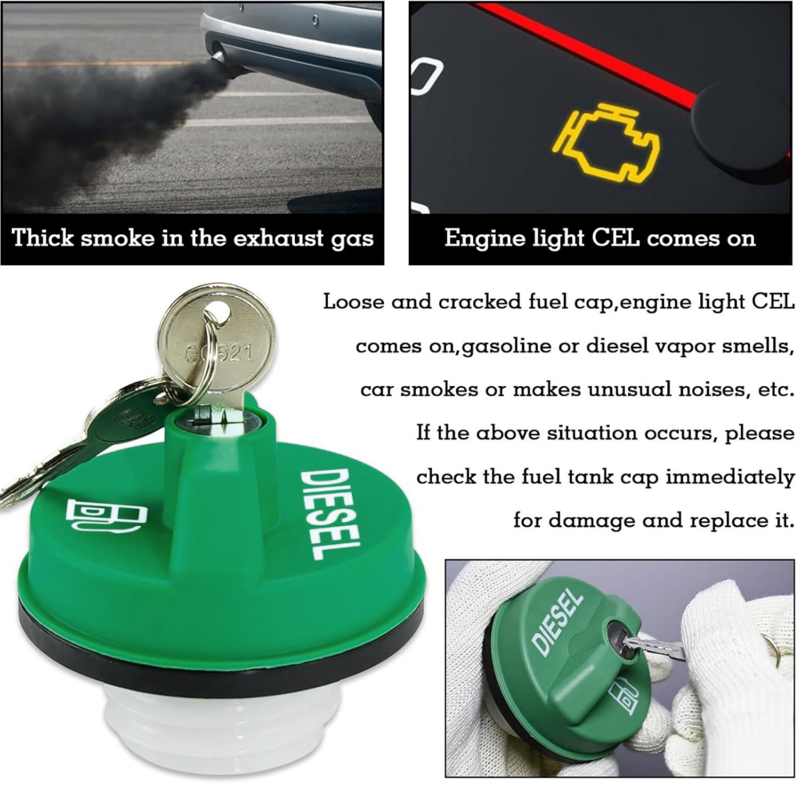 Replacement Locking Diesel Gas Cap For Chevy Silverado 2500HD 3500HD Models thumbnail 9