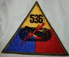 WW2 US ARMY 536th TANK BATTALION USA MILITARY PATCH BADGE GENUINE UNITED STATES