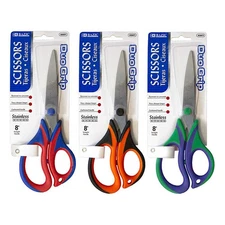 BAZIC 8" Duo Grip Stainless Steel Scissors, pack of 24