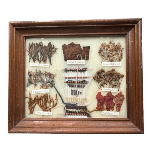Vintage Navajo Framed Loom Rug Weavers Plant Dye Chart 7 Samples @10x12”