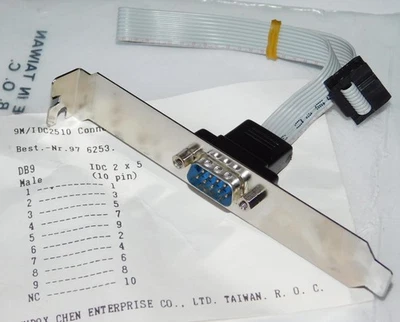 AURUM Cubierta de ranura DB9 9 pines en IDC10 10 pines conector de placa base RS232 serie DB9M IDC