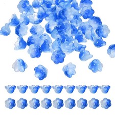 100Pcs Glass Flower Beads for Jewelry Making Loose Bead Charm Dark Blue
