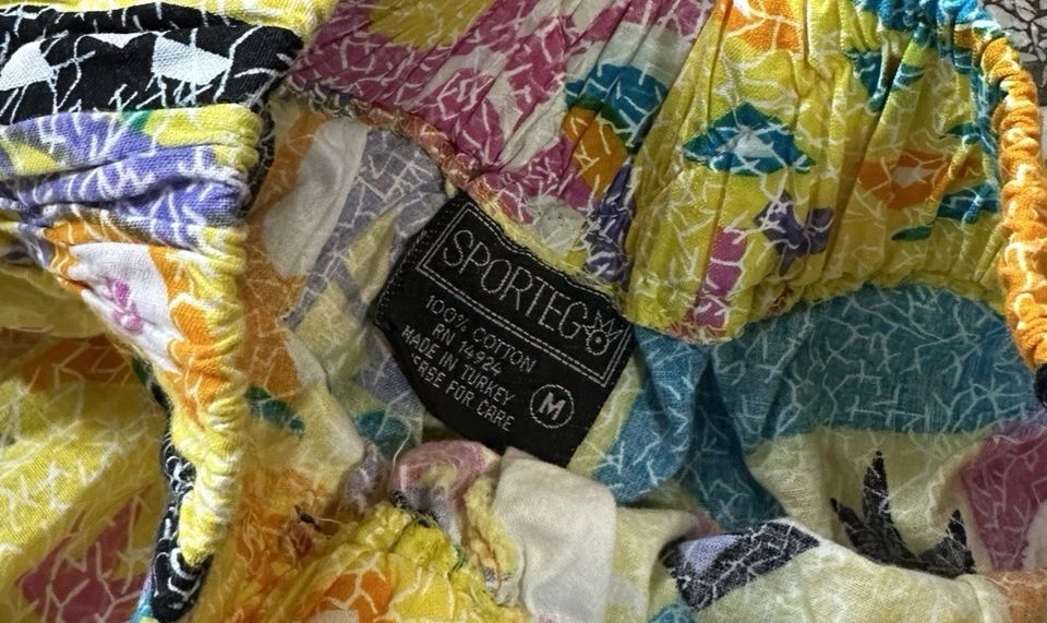 Vintage 80s 90s Abstract Print New Wave Shorts High Rise Funky Yellow XS - Image 4 of 4