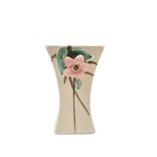 Vintage McCoy Pottery Blossom Time 1940s Pink Flower 6.5” Vase