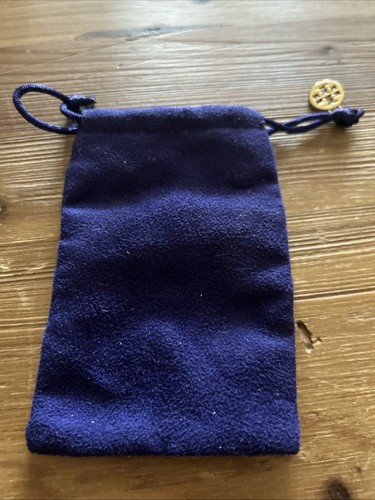 Tory Burch Drawstring Jewelry Pouch Dust Bag Purple Felt Gift Tote 3” X 4.75” - Picture 3 of 3