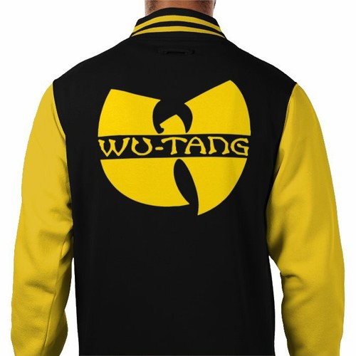 WU-TANG varsity jacket black & Yellow bomber Varsity jacket XS to XXL - Picture 2 of 2