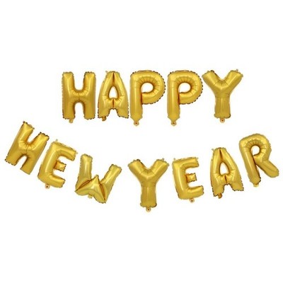 Happy New Year 2026 Gold Folienballons Zahl 2026 Buchstaben Banner Party Deko