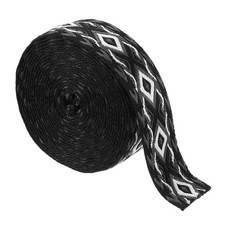 5Yards Cotton Webbing Strap 38mm Jacquard Webbing Purse Strap, Black Gray-White