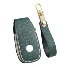 Genuine Leather Key Fob Cover Case for Mercedes-Benz A E S C GLE GLC EQB Green