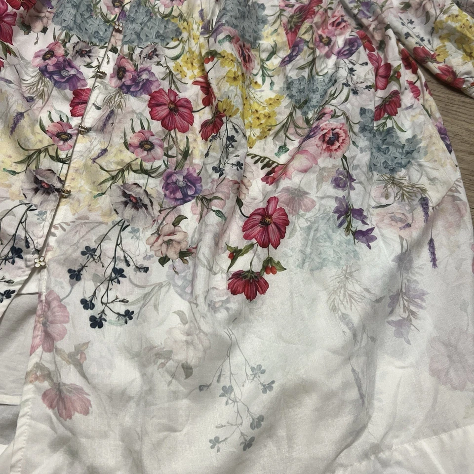 Let Me Be Women's Plus L/S V-Neck Floral A-Line Midi Dress CL8 Ivory Size 2X NWT - Image 4 of 4