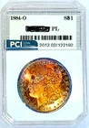 1884-O Gem BU  ++++  PL Reflective Bold Rainbow Toned Morgan Dollar