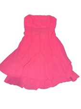 Lulus Hot Pink Strapless Ruffle Hem Mini Dress