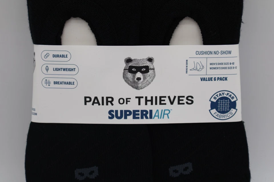 Pair of Thieves Men's 6pk SuperiAir Cushion No Show Socks - Black 6-12 NWT - Image 3 of 4