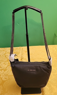 まさ MZ Wallace RETIRED Curb Chain Crescent Bag-Black w/Metallic Black