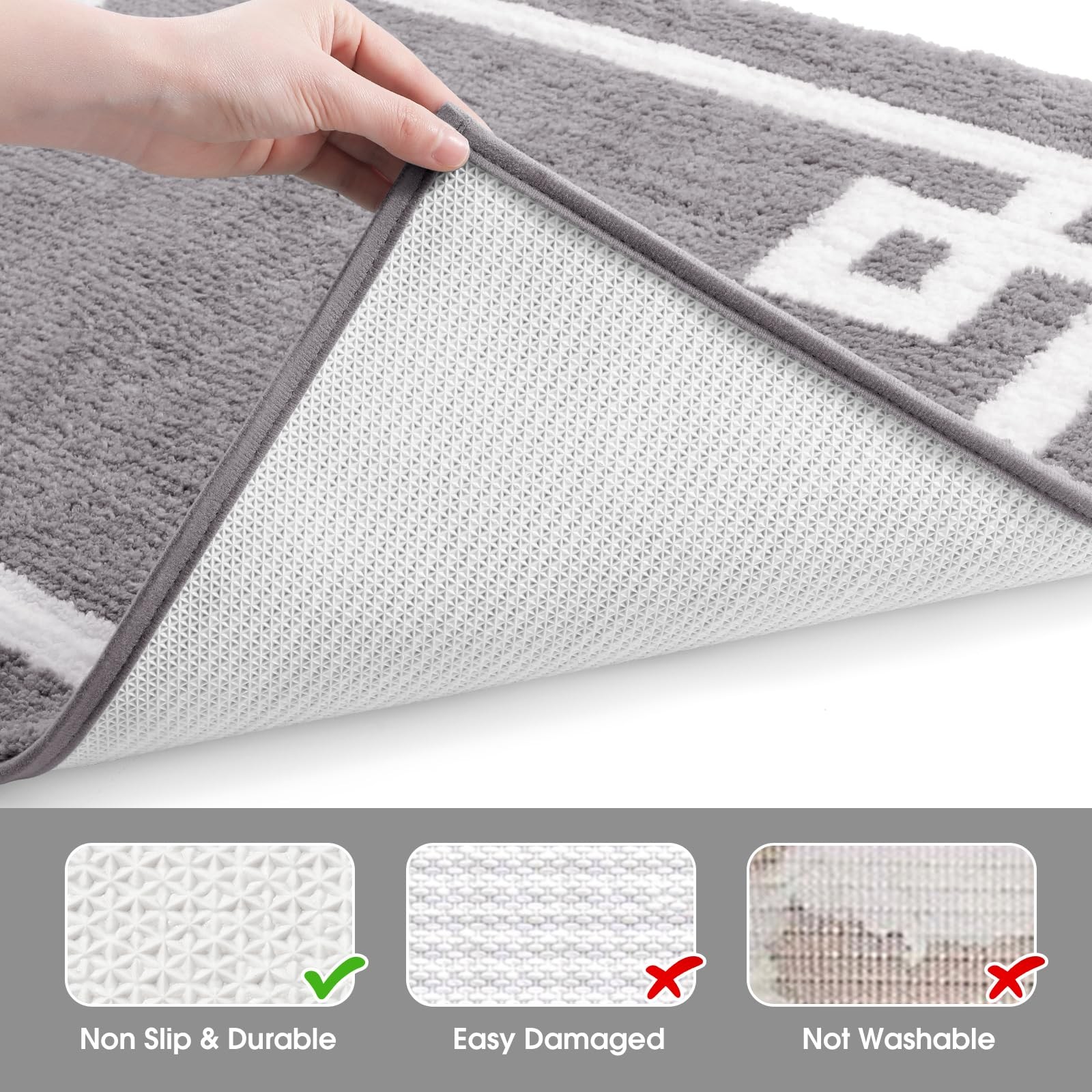 HOMEIDEAS Bathroom Rugs Sets 2 Piece, Soft and Water Absorbent Microfiber
