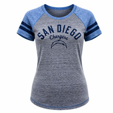G-III Women’s San Diego Chargers Raglan Bleacher Tee Gray/Blue Medium