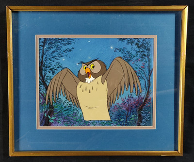 Owl from Disney's Winnie the Pooh Painted production Cel + Background