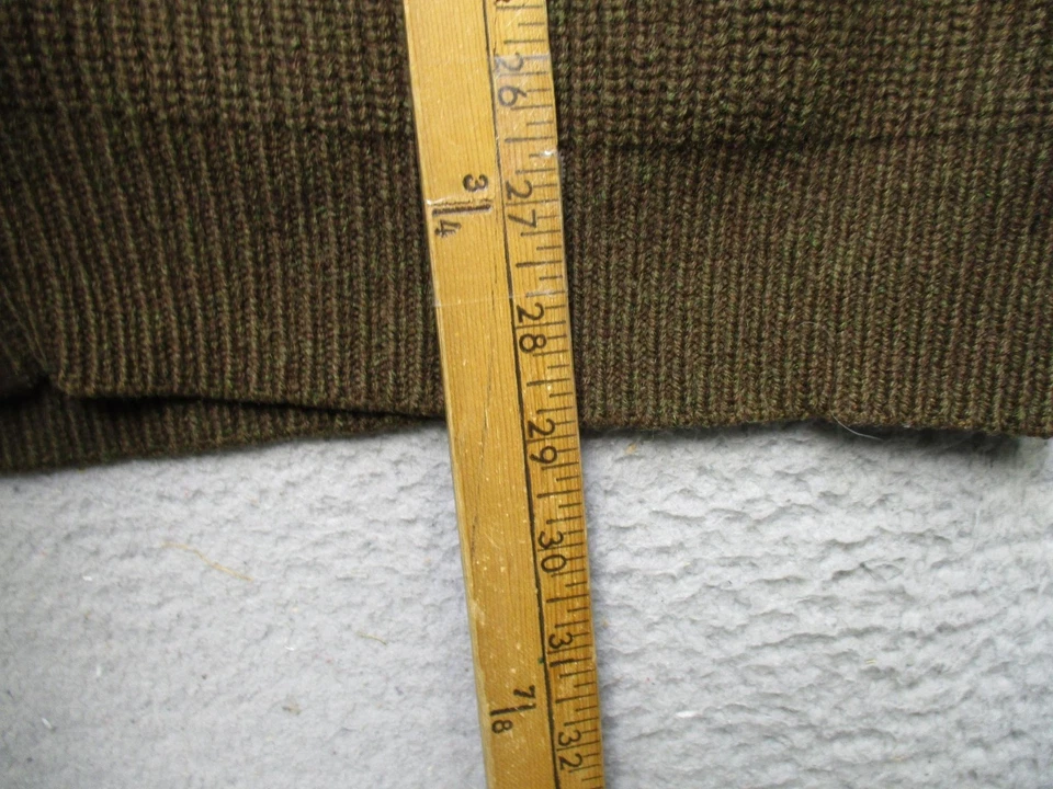 LL Bean Sweater Vest Mens Large Olive Full Zip Mock Neck Merino Wool Pockets - Изображение 4 из 4