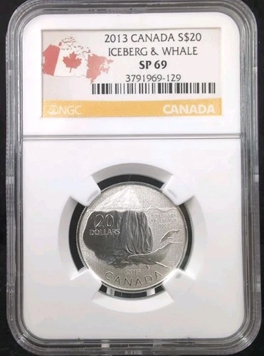 2013 Canada S$20 Iceberg & Whale .9999 Silver Coin NGC SP 69 5539