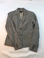 Banana Republic Linen Blazer Jacket Gray Career Office Quiet Luxury Preppy XS