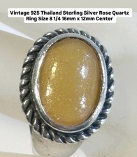 Vintage 925 Thailand Sterling Rose Quartz Ring Size 8 1/4