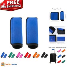 2-Pack Bright Blue Luggage Handle Wraps - Comfort Neoprene Grips for Travel