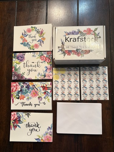 Thank You Card Set of 30 With Envelopes & Stickers