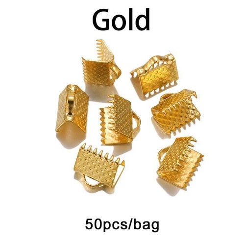 Ribbon Leather Crimp Beads - Fold Over Cord Connectors Jewelry Findings 10-50pcs - Picture 27 of 30